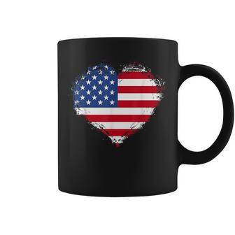 Vintage Usa Patriotic 4Th Of July Fourth American Flag Heart Coffee Mug - Monsterry UK