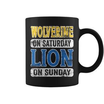 Vintage Wolverine On Saturday Lion On Sunday Coffee Mug - Monsterry