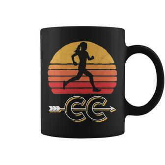 Vintage Woman Running Runner Cross Country Arrow Coffee Mug | Mazezy