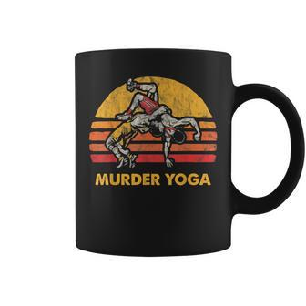 Vintage Wrestling Murder Yoga Graphic Coffee Mug | Crazezy CA