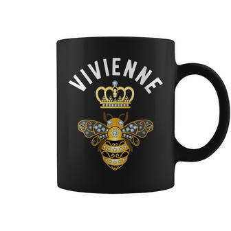Vivienne Name Vivienne Birthday Queen Crown Bee Vivienne Coffee Mug - Seseable