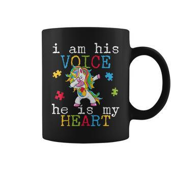 Im His Voice Hes My Heart Dabbing Unicorn Autism Coffee Mug - Monsterry