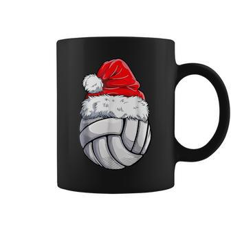 Volleyball Ball Christmas Santa Hat Xmas Sport Women Coffee Mug - Seseable