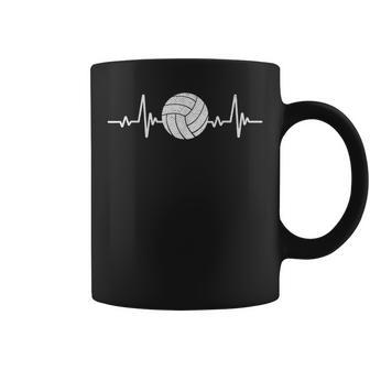 Volleyball Lover Heartbeat Vintage Retro Volleyball Player Coffee Mug - Monsterry DE