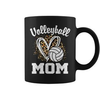Volleyball Mom Leopard Heart Coffee Mug - Monsterry