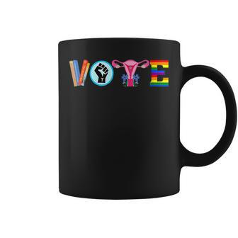 Vote Books Fist Ovaries Lgtbq Coffee Mug - Seseable
