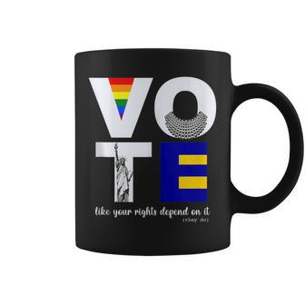 Vote Dissent Collar Statue Of Liberty Pride Flag Equality Coffee Mug - Monsterry AU