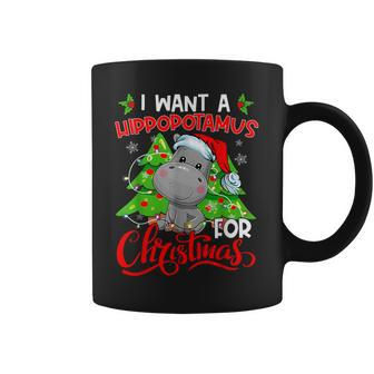 I Want A Hippopotamus For Christmas Hippo Santa Xmas Pajama Coffee Mug | Mazezy