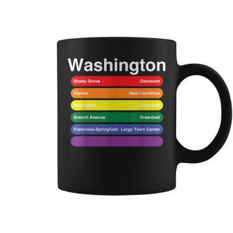 Washington Dc Pride Rainbow Flag Color Metro Train Lines Coffee Mug - Monsterry DE
