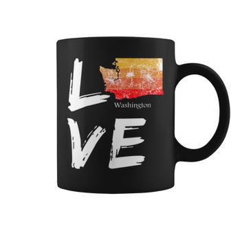 Washington Wa Map Souvenir Love Distressed State Coffee Mug - Monsterry
