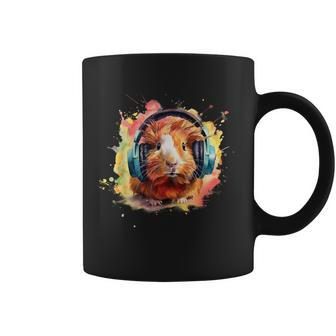 Watercolor Headphones Guinea Pig Coffee Mug - Thegiftio UK