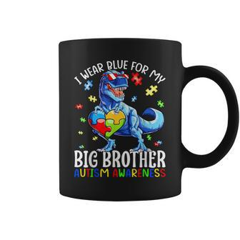 I Wear Blue For My Big Brother Dinosaur Autism Awareness Coffee Mug - Seseable