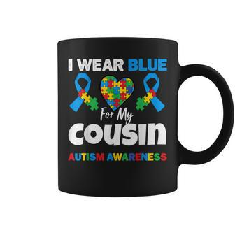 I Wear Blue For My Cousin Autism Awareness Support Coffee Mug - Seseable