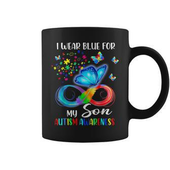 I Wear Blue For My Son Autism Awareness Mom Dad Coffee Mug - Seseable