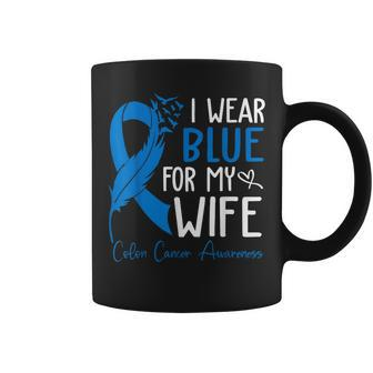 I Wear Blue For My Wife Warrior Colon Cancer Awareness Coffee Mug - Seseable