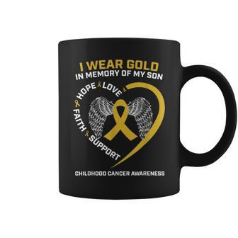 I Wear Gold In Memory Of My Son Childhood Cancer Awareness Coffee Mug - Monsterry