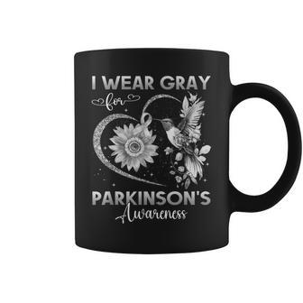 I Wear Gray For Parkinson's Awareness Hummingbird Sunflower Coffee Mug - Seseable