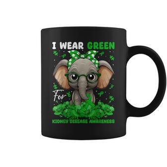 I Wear Green For Kidney Disease Awareness Elephant & Bandana Coffee Mug - Monsterry DE