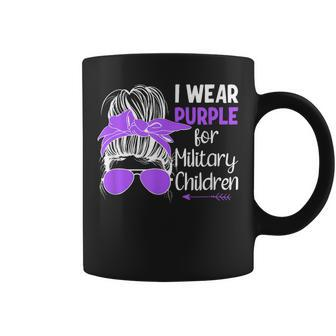 I Wear Purple For Military Children Messy Bun Coffee Mug - Monsterry AU