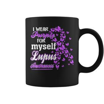 I Wear Purple For My Myself Butterfly Ribbon Lupus Awareness Coffee Mug - Thegiftio UK