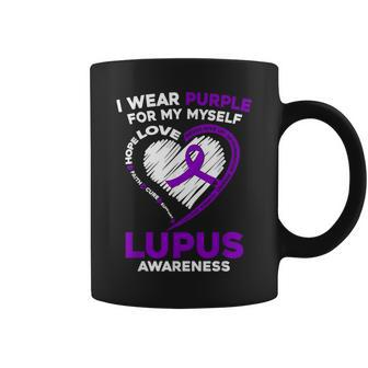 I Wear Purple For Myself Lupus Awareness Purple Ribbon Coffee Mug - Monsterry DE