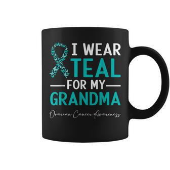 I Wear Teal For My Grandma Ovarian Cancer Awareness Coffee Mug - Seseable