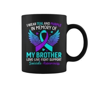 I Wear Teal And Purple For My Brother Suicide Prevention Coffee Mug - Thegiftio UK
