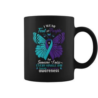 I Wear Teal And Purple Suicide Awareness Mental Health Coffee Mug - Monsterry UK