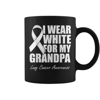 I Wear White For My Grandpa Lung Cancer Awareness Coffee Mug - Monsterry UK