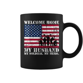 Welcome Home My Husband Military Homecoming Wife Usa Flag Coffee Mug - Monsterry