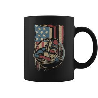 Weld Welder Welding Vintage American Flag Welders Coffee Mug - Monsterry