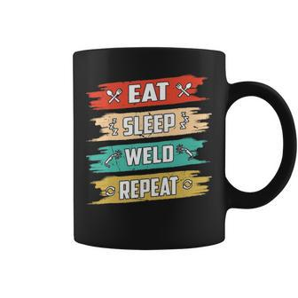 Welder Distressed Eat Sleep Weld Repeat Welding Coffee Mug | Mazezy