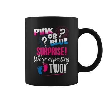 We're Expecting Two Gender Reveal Outfit Announce Twins Coffee Mug - Monsterry