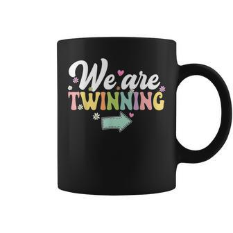 We're Twinning With My Bestie Twin Day Spirit Week Retro 70S Coffee Mug - Seseable