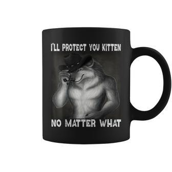 Werewolf Ripping Off Alpha Wolf Meme I'll Protect You Kitten Coffee Mug - Monsterry DE