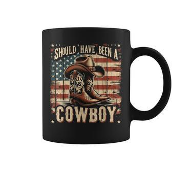 Western Cowboy Hat Boots I Should Have Been A Cowboy Coffee Mug - Seseable