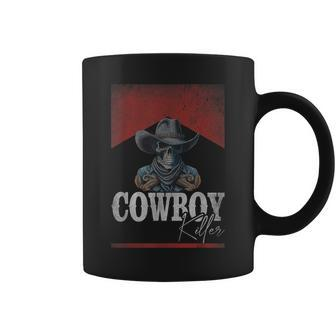 Western Cowboy Killer Cowboy Skeleton Hat And Scarf Coffee Mug | Mazezy