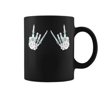 Western Rock On Skeleton Hands Rock And Roll Cowboy Cowgirl Coffee Mug - Seseable