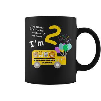 Wheels On The Bus 2 Years Old Birthday Party Boy Girl Family Coffee Mug - Seseable