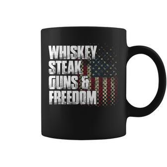 Whiskey Steak Guns & Freedom Patriotic Flag Coffee Mug - Monsterry AU