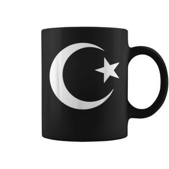 White Symbol Of Islam Crescent Moon And Star Coffee Mug - Monsterry