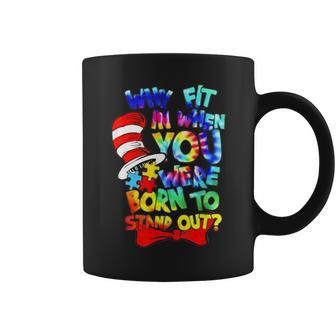 Why Fit In Doctor Teacher Cat In Hat Cool Autism Awareness Coffee Mug | Mazezy