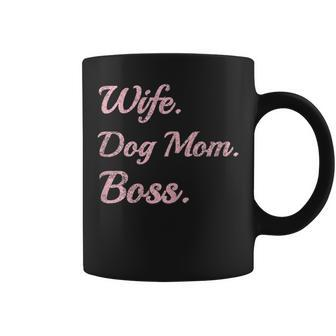 Wife Dog Mom Boss Distressed Coffee Mug | Crazezy
