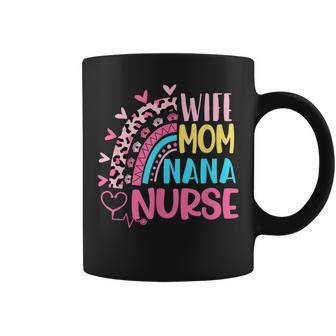 Wife Mom Nana Nurse Nurses Day Leopard Rainbow Coffee Mug - Thegiftio UK