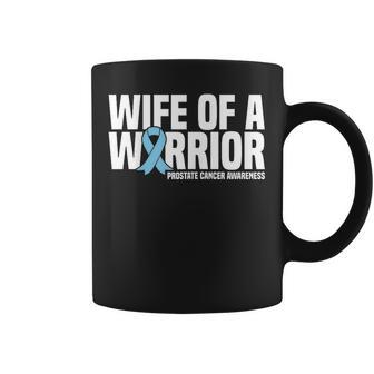 Wife Of A Warrior Blue Ribbon Prostate Cancer Awareness Coffee Mug - Monsterry