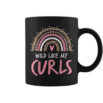 Wild Like My Curls Toddler Girls Curly Hair Rainbow Leopard Coffee Mug - Seseable