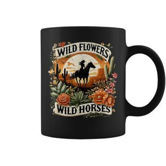 Wild Flowers Wild Horses Southern Cowgirl Riding Horse Coffee Mug - Monsterry UK