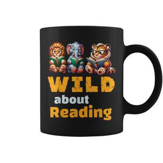 Wild About Reading Book Reader Teacher Animals Books Coffee Mug - Thegiftio UK