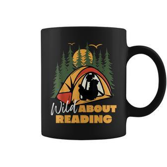 Wild About Reading Books Readers Camping Lovers Teachers Coffee Mug - Seseable