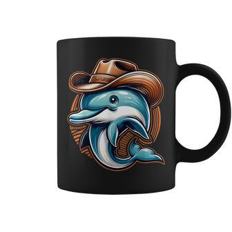 Wild Western Howdy Dolphin Sea Ocean Animal Lover Cowboy Hat Coffee Mug - Monsterry DE